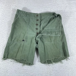 Vintage 60's OG-107 Cut Off Shorts Mens 34-36 Green Button Fly Sateen Vietnam - Picture 1 of 20