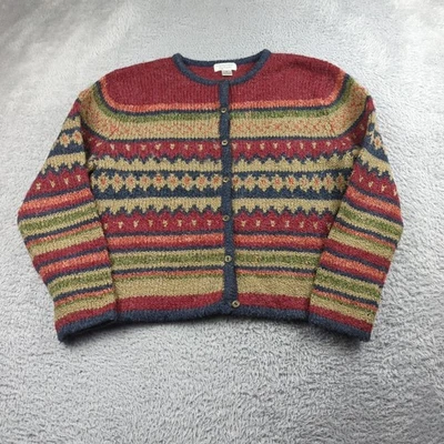 Винтажный Y2K кардиган женщин M многоцветный трикотажа геометрический шерсти смесь Кристофер банки - Изображение 1 из 4