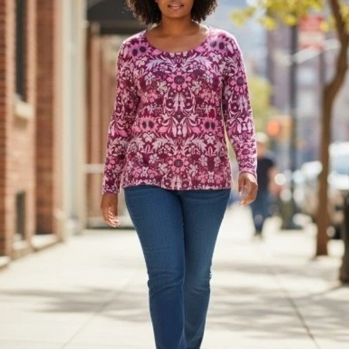 Talbots Merino Wool Button Up Cardigan Sweater Floral Purple Long Sleeve Size 2X - Image 1 of 4