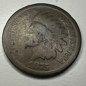 1875 1C INDIAN HEAD BRONZE CENT T44 - Picture 1 of 2