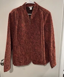 Christopher & Banks Women’s XL Burnt Orange Tapestry Zip Jacket – Baroque Scroll - Picture 1 of 18
