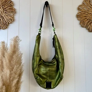 Free People bag slouchy sling leather bag metallic large crossbody - Picture 1 of 9