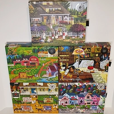 Lot Of 5 1000 Piece Charles Wysocki Silver Select Edition Jigsaw Puzzles - Image 1 of 3
