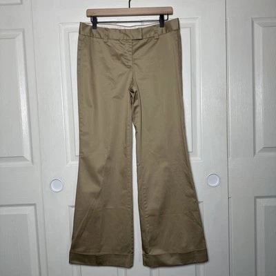 J Crew Women 6S Khaki Wide Flare Leg City Fit Pants Career Cuffed Hem Sz 6 Short - Image 1 of 4