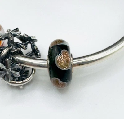 Autêntico Trollbeads Natal Ouro Glitter Corações em Preto Exclusivo Novo! Conta #2 - Imagem 1 de 4