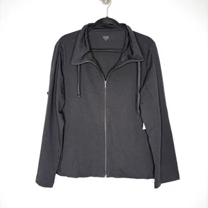 NWT Eileen Fisher Organic Cotton Black Funnel Neck Zip Jacket Size XL - Picture 1 of 7