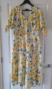 Nobody's Child Alexis Midi Floral Dress Yellow Anglaise Broderie Size 14 NEW CS - Picture 1 of 4