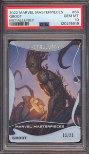 2022 MARVEL MASTERPIECES GROOT #66 METALLURGY /25 PSA 10! - Picture 1 of 2