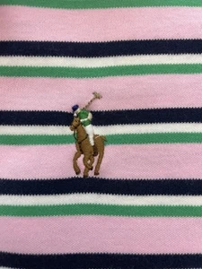 Polo Ralph Lauren Shirt Mens L Pink Green Stripe Flesh Pony Pima Soft Touch  - Bild 1 von 7