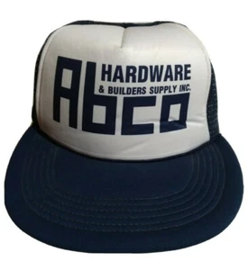 Vintage Snapback Trucker Hat ABCO Hardware & Builders Supply Blue & White - Picture 1 of 10