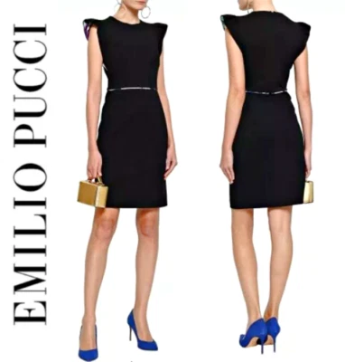 EMILIO PUCCI Ruffle-trimmed Stretch-ponte Jersey Sheath Dress US 6-8/IT 42 $1195 - Image 1 of 4