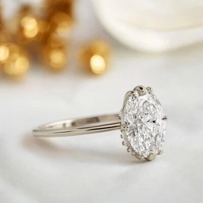 14K White Gold Oval Diamond Ring 1.20 Ct IGI Lab Created  Black Friday Sale - Image 1 of 4