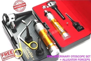 OTOSCOPE KIT+ ALLIGATOR HARTMAN FORCEPS ENT ANIMAL DIAGNOSTIC VETERINARY TOOLS - Picture 1 of 10