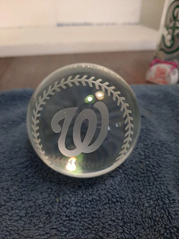 Washington Nationals Crystal Baseball Paperweight 2009 Season Ticket Holder Cover