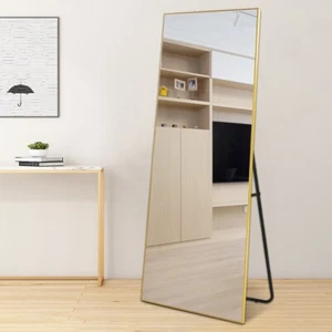 Gold Rectangular Mirror 200x120cm Slim Aluminium Frame Bedroom Living Room Large - Picture 1 of 5