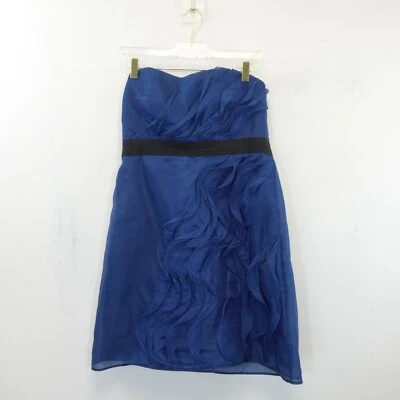 Vestido Phoebe Couture Talla Mediana Seda Corto Mini Transparente Novia Cóctel Azul Foto 1 de 4