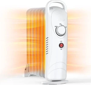 AIRCHOICE-OH12 700W Oil Filled Radiator Electric Space Heater w/ Thermostat - Picture 1 of 7