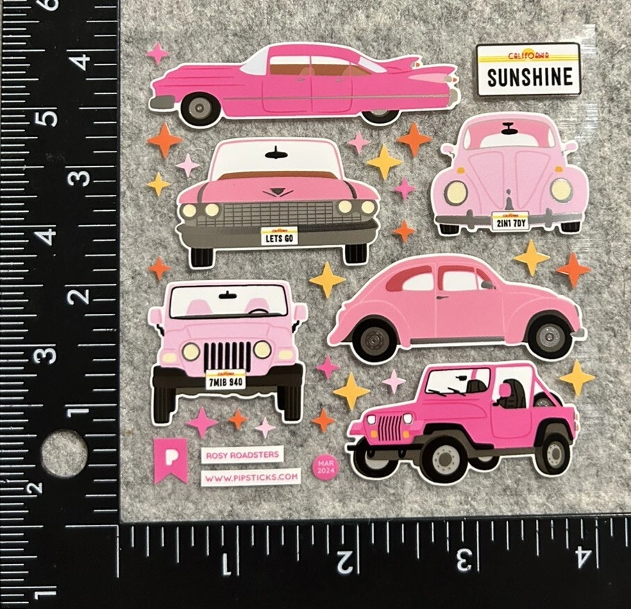 Lote De 1 Hoja Adhesiva Pipsticks Rosa Coche Jeep VW Cadillac Coche Paseo Pipsticker Foto 1 de 1