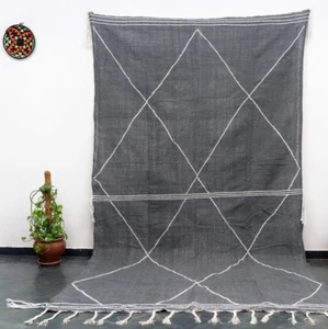 Alfombra gris hecha a mano marroquí 7x10 Kilim sala de estar algodón alfombra bereber - Imagen 1 de 10