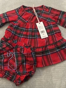 Vineyard Vines Baby Girl Dress 3-6 Months Holiday Nantucket Plaid Bloomers - Picture 1 of 5