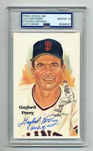 SUPERB GAYLORD PERRY AUTOGRAPHED PEREZ STEELE POST CARD - PSA/DNA GEM MINT 10 - Picture 1 of 1