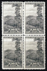 U.S.A. 1934 10c. Grey Mount Le Conte Smoky Mountains BLOCK of Four SG 748 MINT - Picture 1 of 2