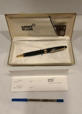 Caneta esferográfica MontBlanc Meisterstuck 164 clássica preta e dourada com estojo 1985 - Imagem 1 de 4