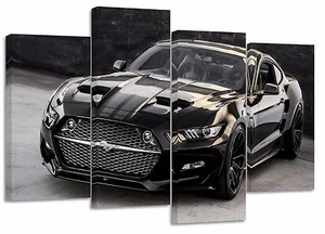 ford mustang black and white/set of 4 new canvas split prints - Picture 1 of 3