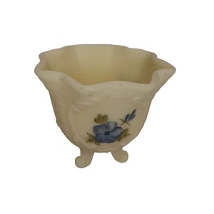 Jarrón Fenton camafeo de vidrio satinado azul madera de perro 3 dedos cesta tejido plato de 5 pétalos - Imagen 1 de 12