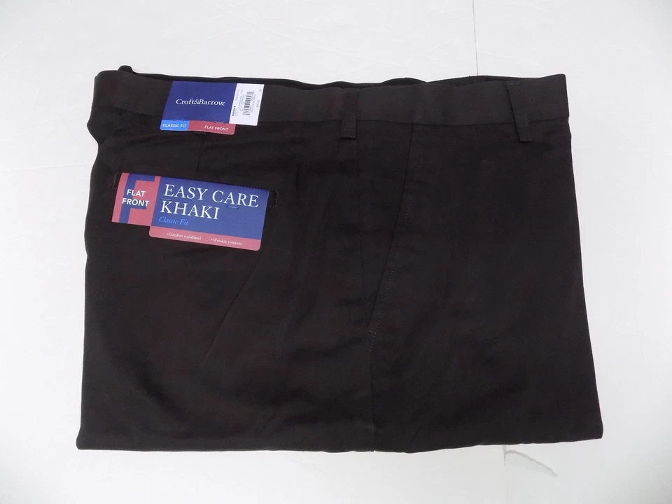 PANTALONES 40 X 34 CROFT & BARROW FÁCIL CUIDADO FRENTE PLANO CAQUI - MARRÓN OSCURO - NUEVOS CON ETIQUETAS Foto 1 de 1