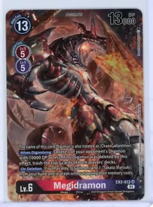 MEGIDRAMON Digimon CCG Digital Hazard ALTERNATE ART FOIL EX2-012 SUPER RARO - Foto 1 di 2