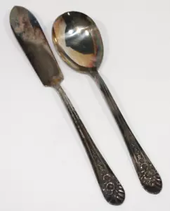 Wm Rogers MFG Co. AA Jubilee BUTTER KNIFE & SUGAR SPOON Silverplate - Picture 1 of 4