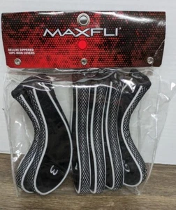 Maxfli Deluxe Zippered Golf Club Iron Head Covers - 6 Piece Numbered Set Black - Picture 1 of 7
