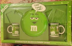 M&M's Character Mugs And Candy Dish Green 2002 Coffee Mugs - Picture 1 of 2