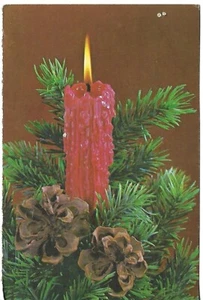 VTG Christmas Greeting Card approx 6 X 4" FRONT OF CARD ONLY Red Candle - Picture 1 of 1