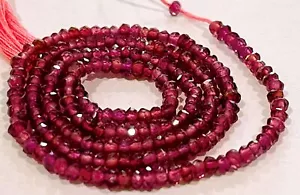 Granato Mozambico 3 mm micro taglio sfaccettato perline pietra preziosa rondella 14" filo A++ - Foto 1 di 1