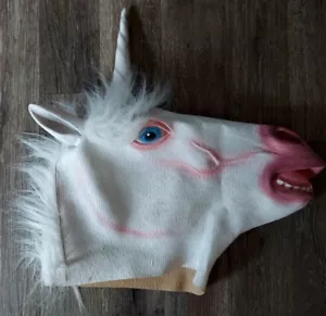 Unicorn Adult Over the Head Mask Seasonal Costume Latex Horse Mask - Picture 1 of 3