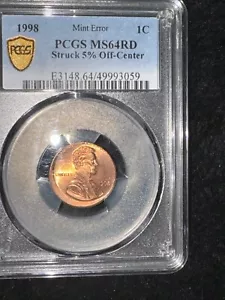 1998 Lincoln Cent Memorial Penny, Off-Center Strike Mint ERROR - Picture 1 of 2