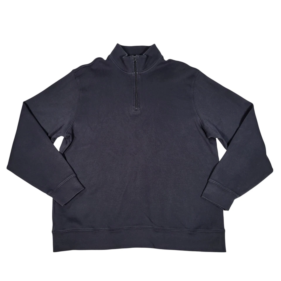 Sudadera Vineyard Vines Para Hombre Grande 1/4 Cremallera Negra Pullover Peso Medio Pima Foto 1 de 4