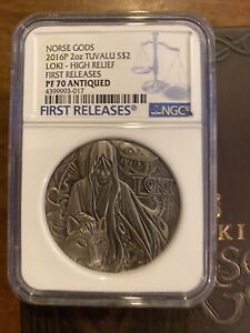 2016P 2oz TUVALU NORSE GODS LOKI - HIGH RELIEF PF 70 FIRST RELRASES
