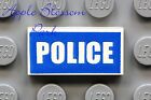 NEW Lego City Minifig POLICE SIGN 1x2 PRINTED TILE - White w/Blue Symbol Print
