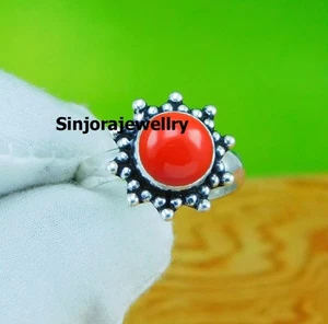 Coral piedras preciosas 925 plata esterlina hecho a mano anillo de regalo... - Imagen 1 de 4