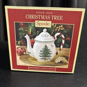 Spode Christmas Peppermint Griff Teekanne mit Deckel 32 Unzen Neu im Karton - Bild 1 von 13