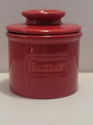 Butter Bell Original French Ceramic Crock Maraschino Red by L Tremain - Image 1 of 4