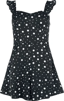 Voodoo Vixen Jumpsuit Damen Polka Dot Flutter Shorts Playsuit schwarz/weiß - Bild 1 von 4