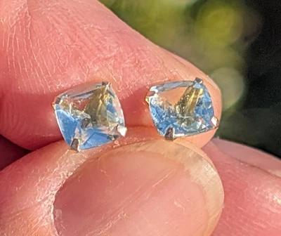 Pendientes aguamarina corte princesa 10 K I'll Foto 1 de 4