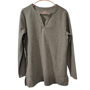 Duluth Trading Co Ponte Pro Tunic Womens Large Gray Striped Preppy Workwear - Picture 1 of 7