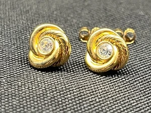 Avon Center Strass Knoten Ohrringe goldfarben in Box Vintage 1999 gebraucht - Bild 1 von 9