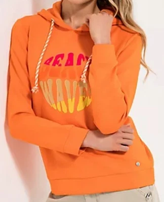 STRANDFEIN Sweatshirt mit Kapuze Beach-Waves-Druck figurumspielend Gr.38 - Bild 1 von 4