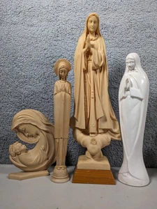 Lotto (4) Statue Vergine Maria Iconografia Religiosa Cattolica - Foto 1 di 2